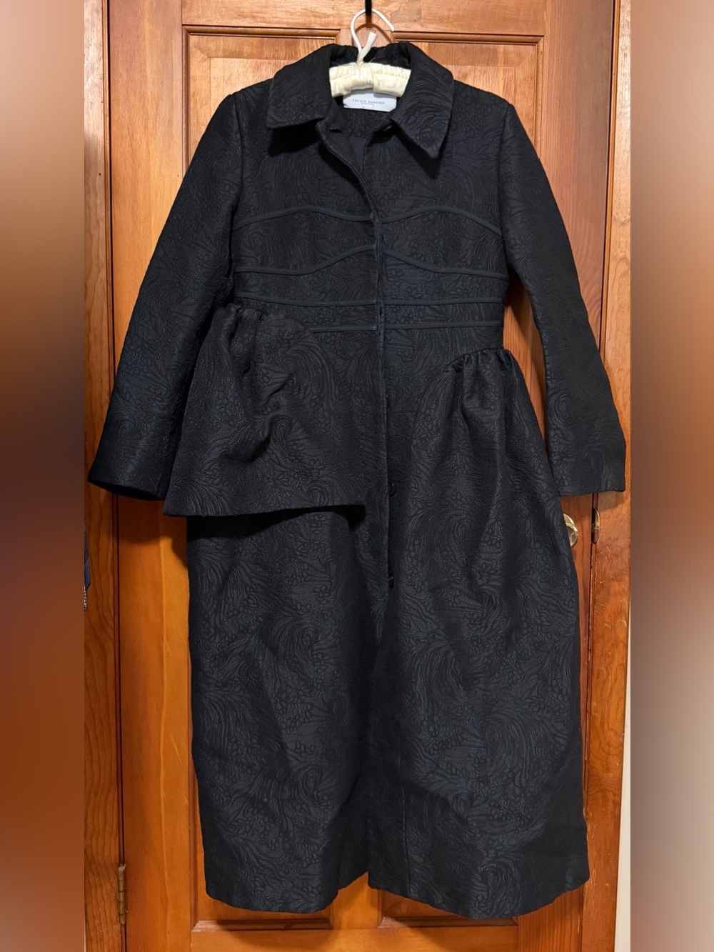 Cecilie Bahnsen~Desiree~Black Textured Coat~Size 6~$2960~ - Picture 6 of 8